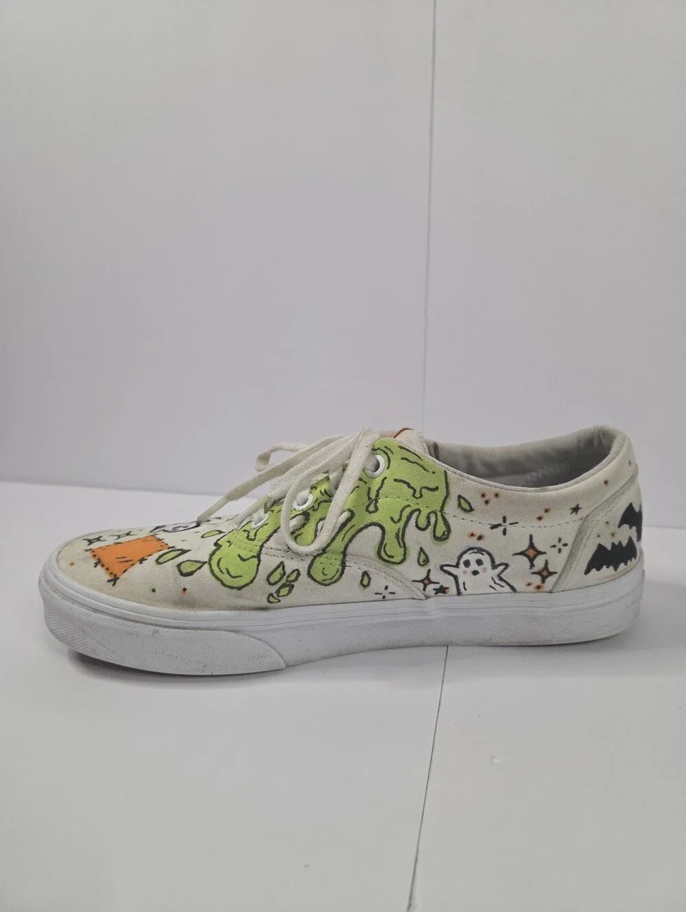 Custom DIY Halloween Hand Painted Vans Size 9 Slime Ghosts Spooky Upcycle